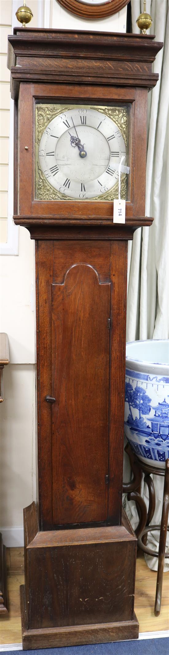 An oak 30-hour longcase clock, Stephen Crunn, Haverford West H.205cm